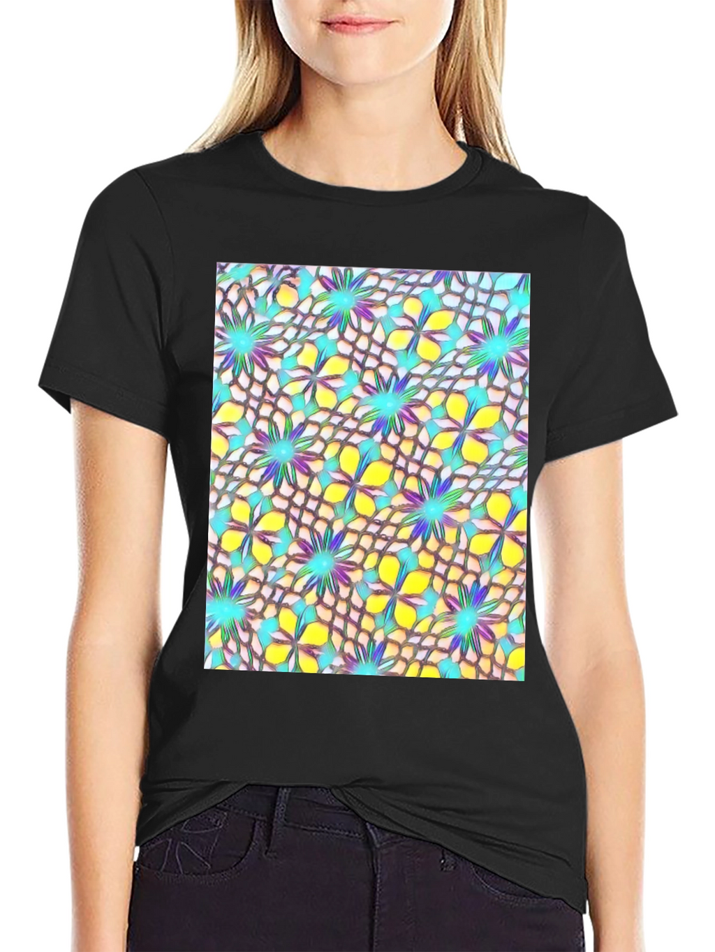 Abstract Floral Print Mens T-Shirt