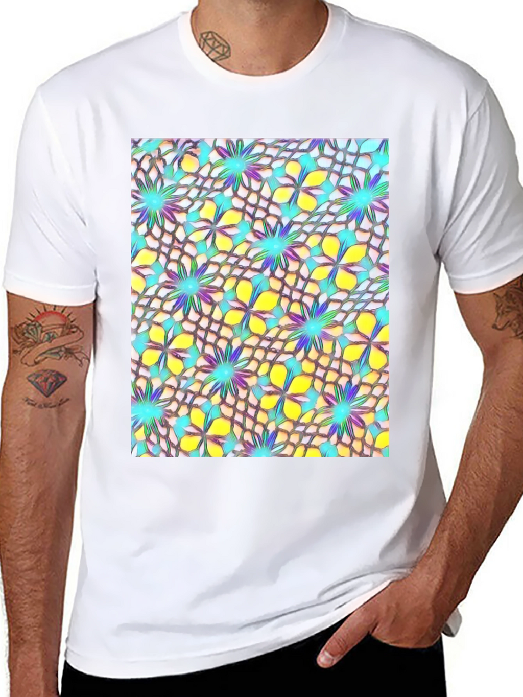Abstract Floral Print Mens T-Shirt