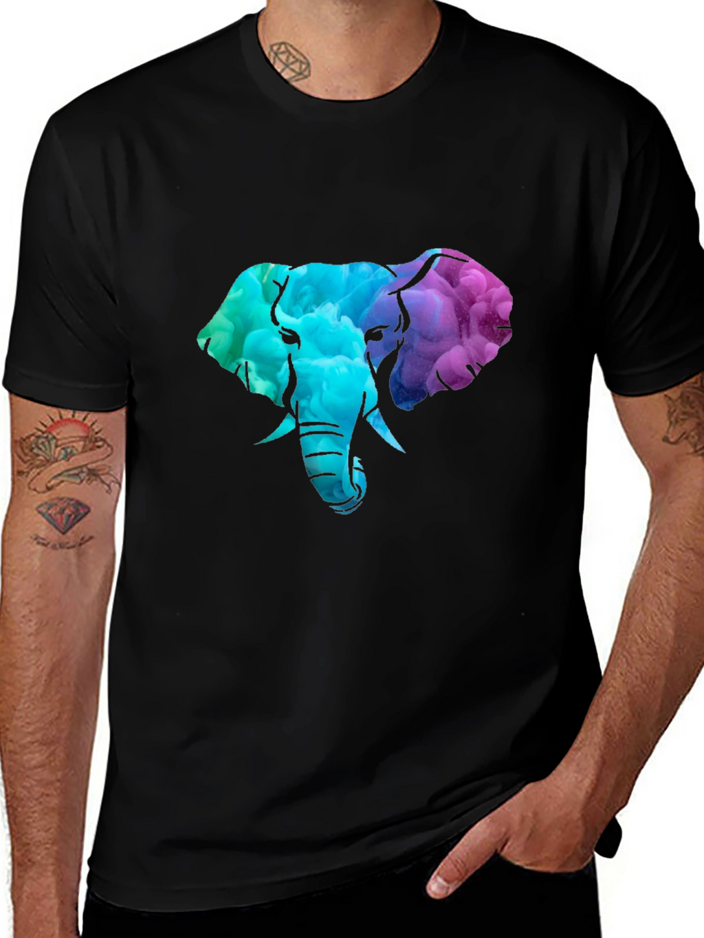Elephant Head Graphic Tee - Black T-Shirt