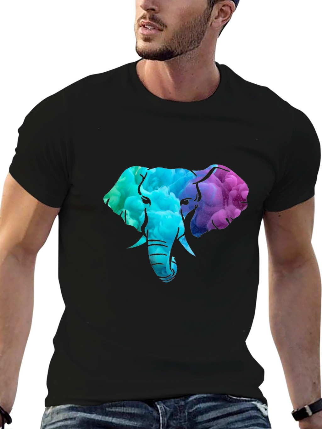 Elephant Head Graphic Tee - Black T-Shirt
