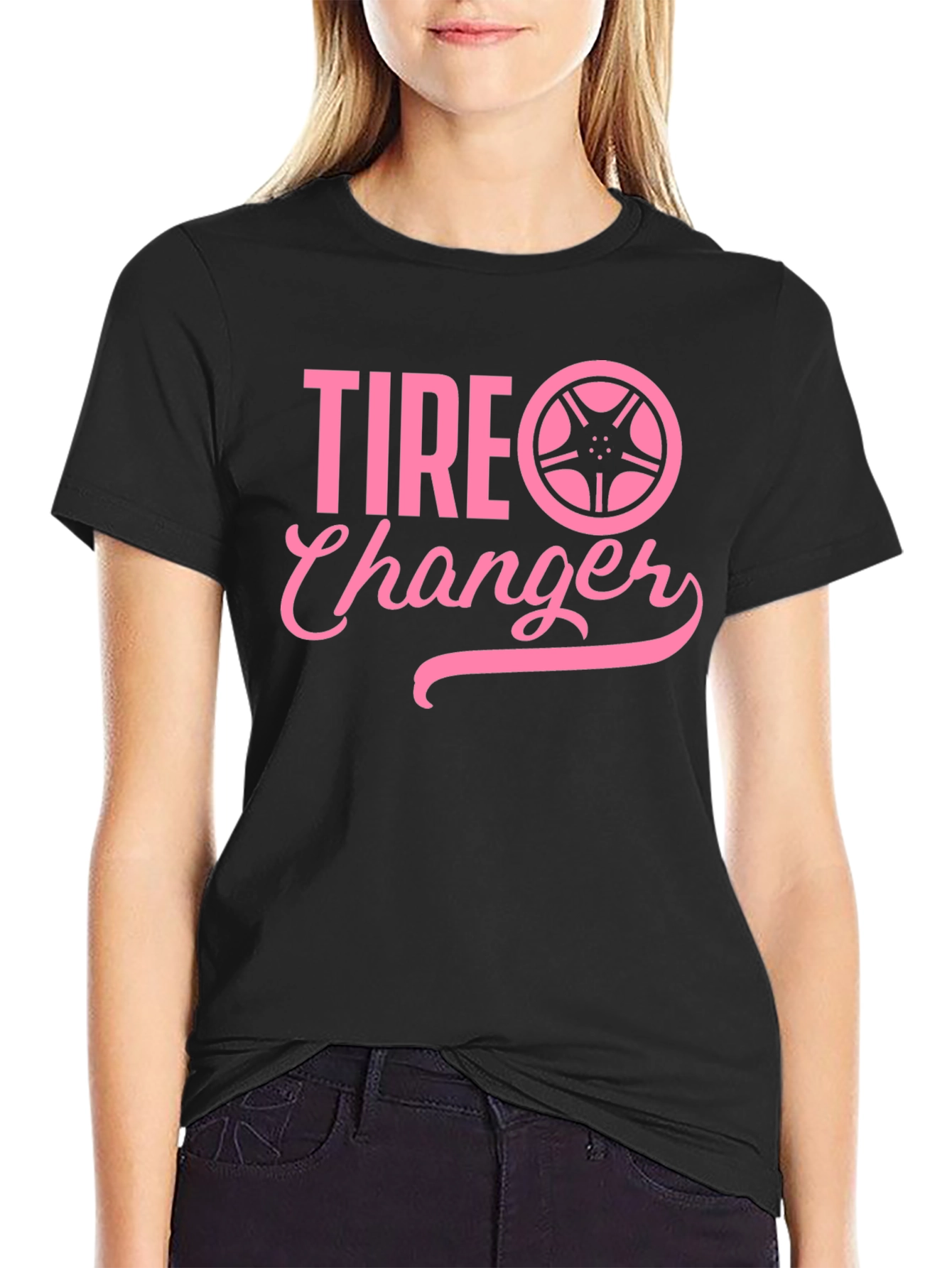 Tire Changer Pink Graphic T-Shirt