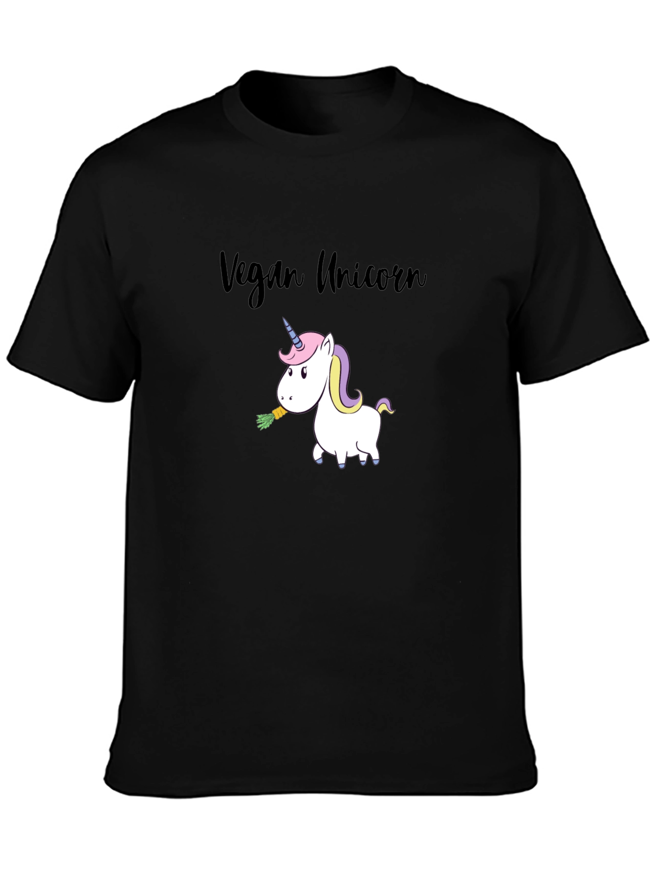 Vegan Unicorn Graphic Tee - Black Cotton T-Shirt