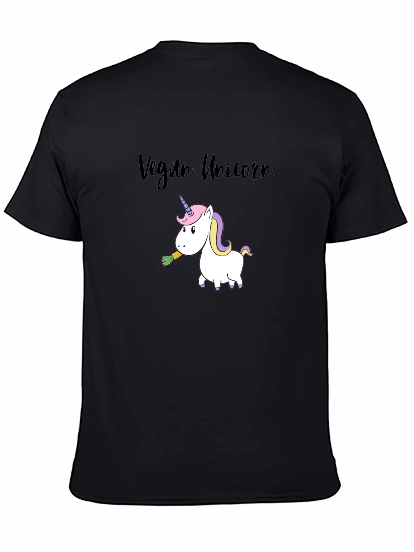 Vegan Unicorn Graphic Tee - Black Cotton T-Shirt