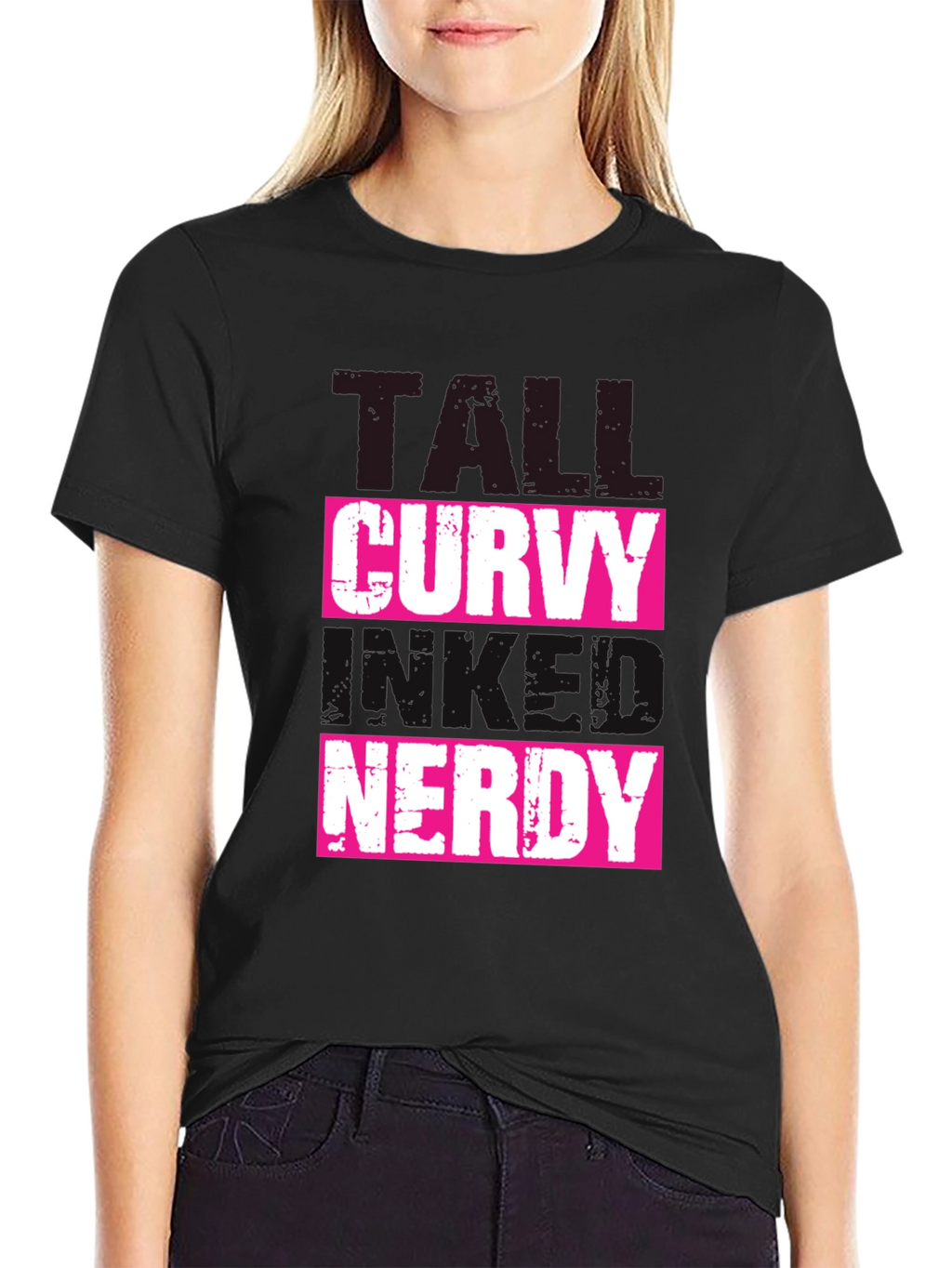 Tall Curvy and Nerdy T-Shirt - Black