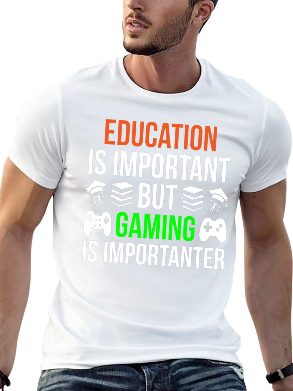Education vs. Gaming Graphic T-Shirt