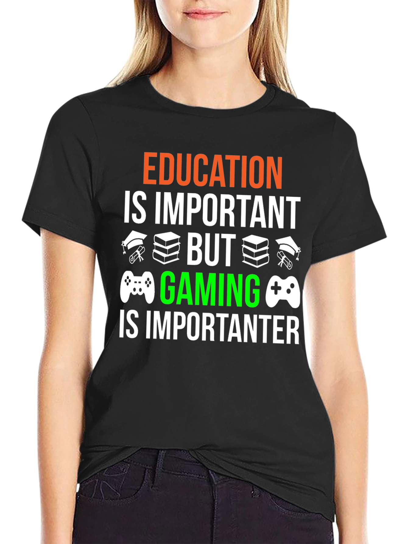Education vs. Gaming Graphic T-Shirt