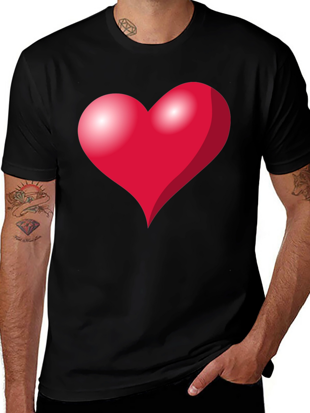 Heart Graphic Black T-Shirt - Mens Fashion Tee