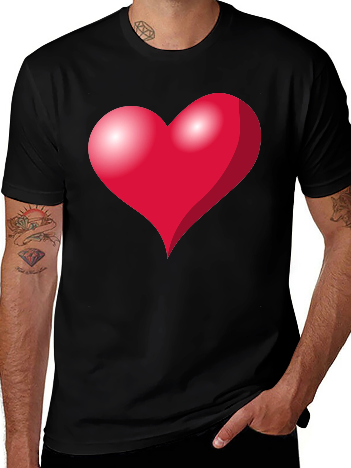 Heart Graphic Black T-Shirt - Mens Fashion Tee