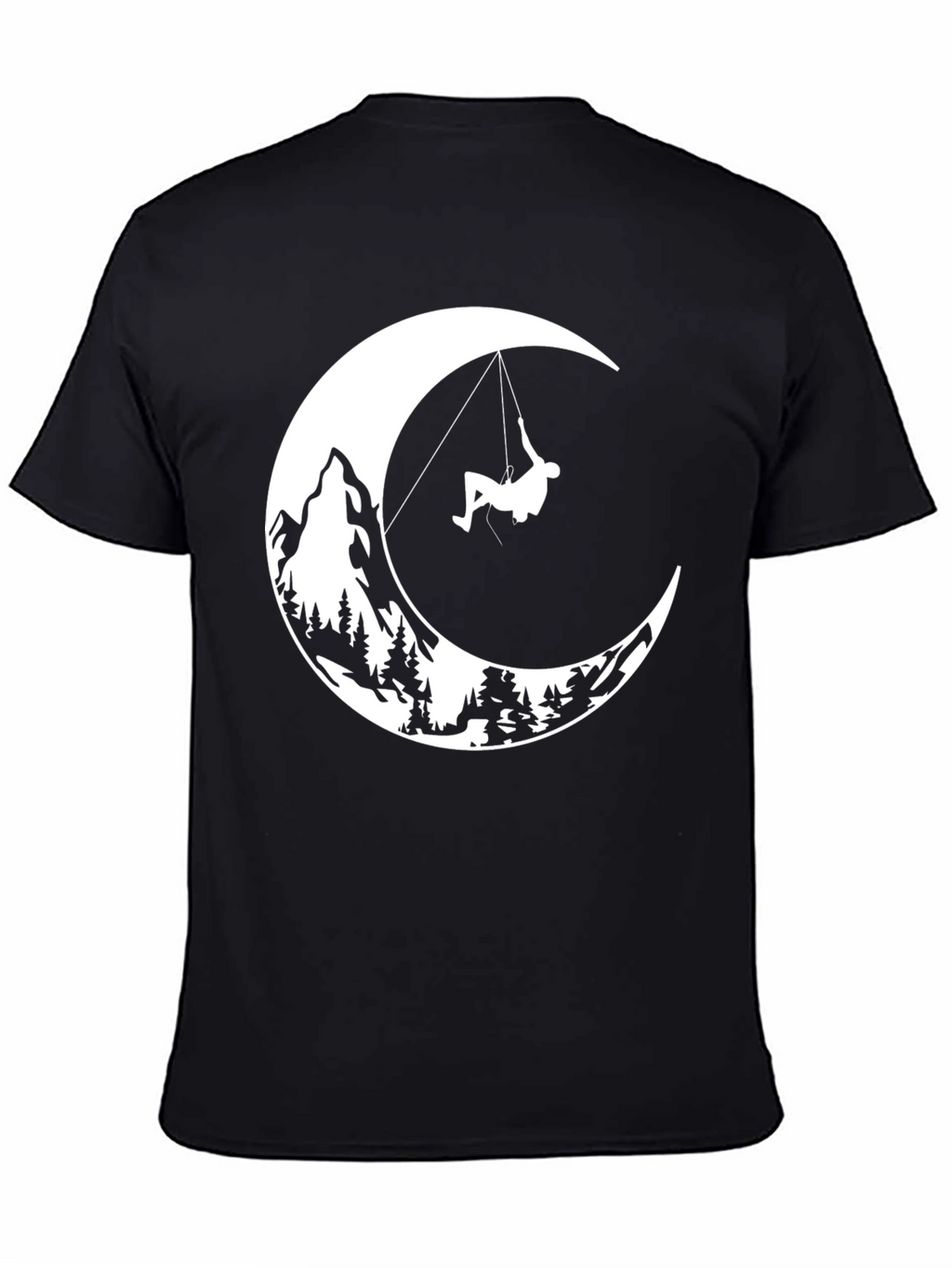 Moonlit Climb Graphic Tee - Black Cotton T-Shirt