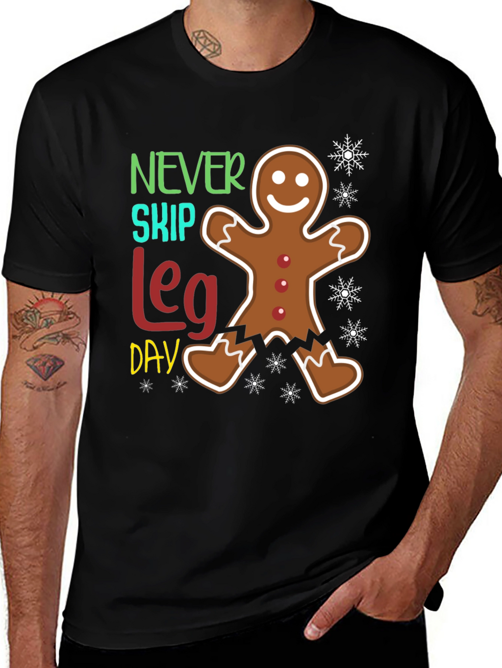 Never Skip Leg Day Gingerbread T-Shirt