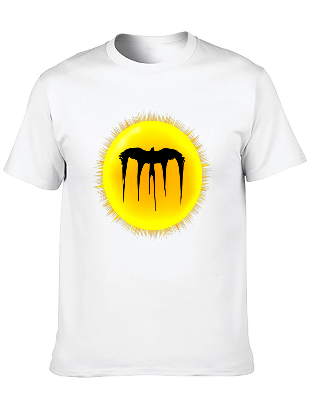 Black Graphic Tee - Melting Bat Sun Design