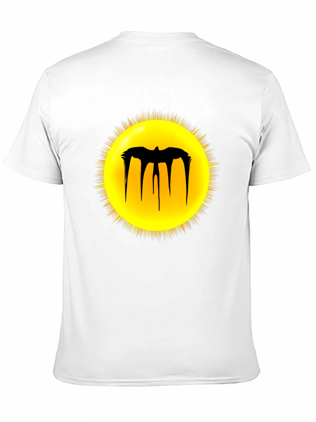 Black Graphic Tee - Melting Bat Sun Design