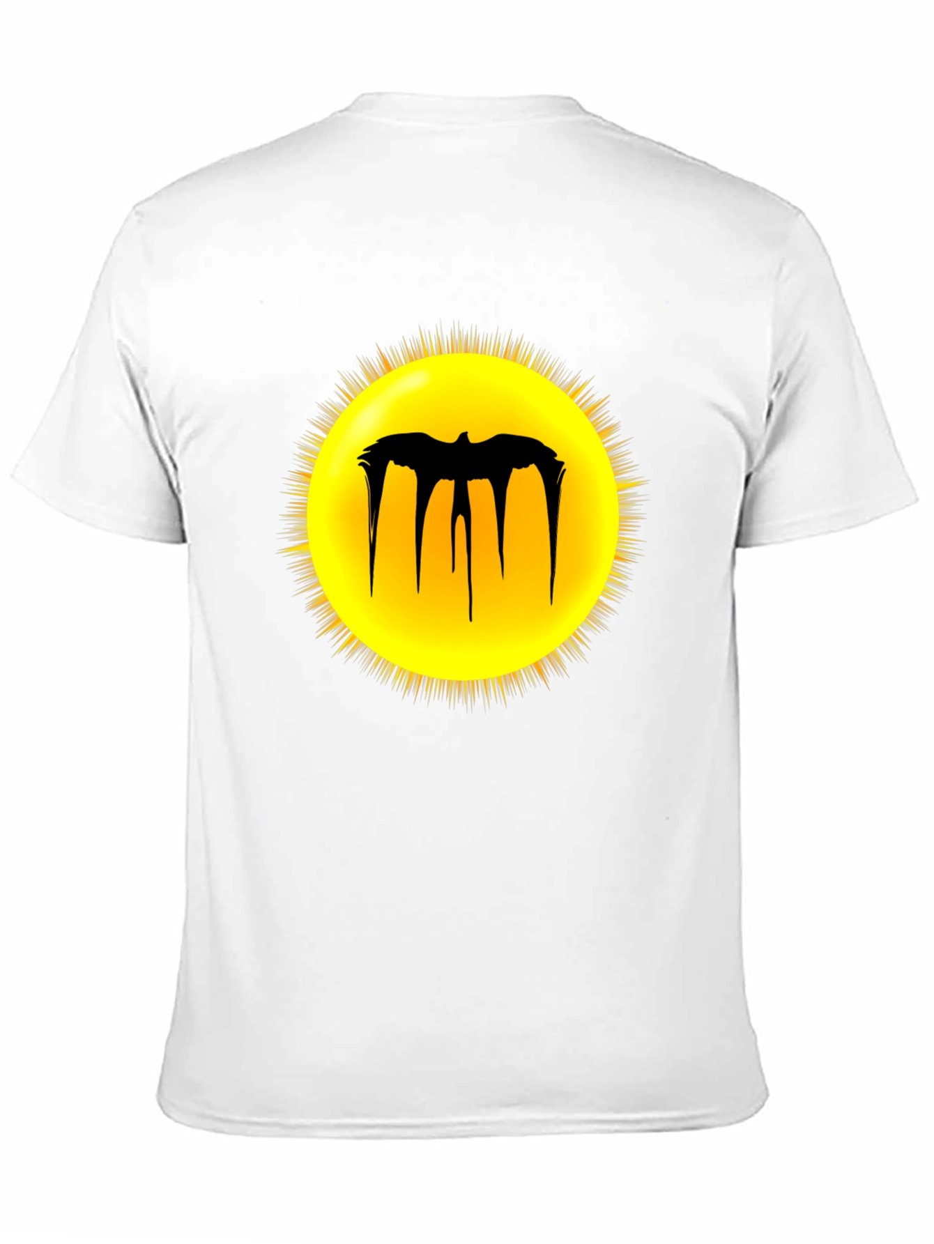 Black Graphic Tee - Melting Bat Sun Design