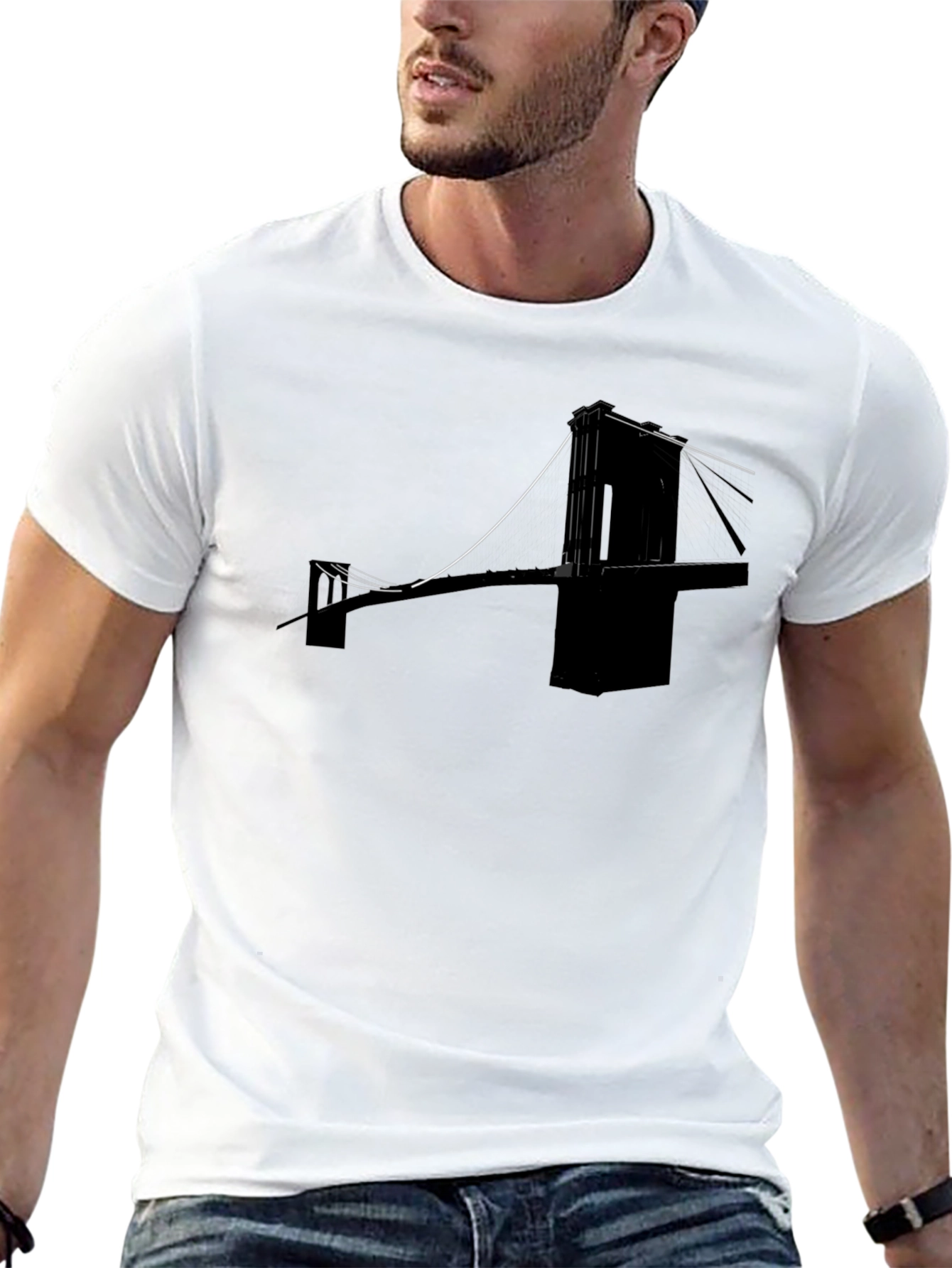 Modern Bridge Silhouette Black T-Shirt