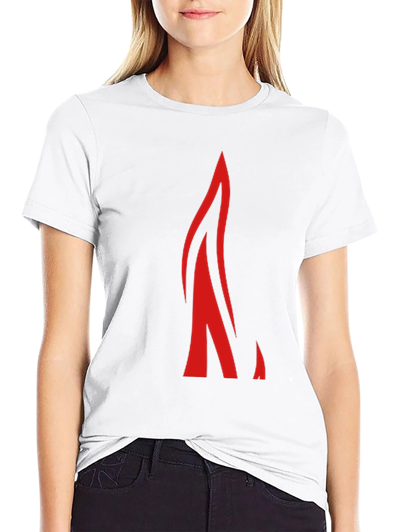 Bold Red Flame Graphic Black T-Shirt