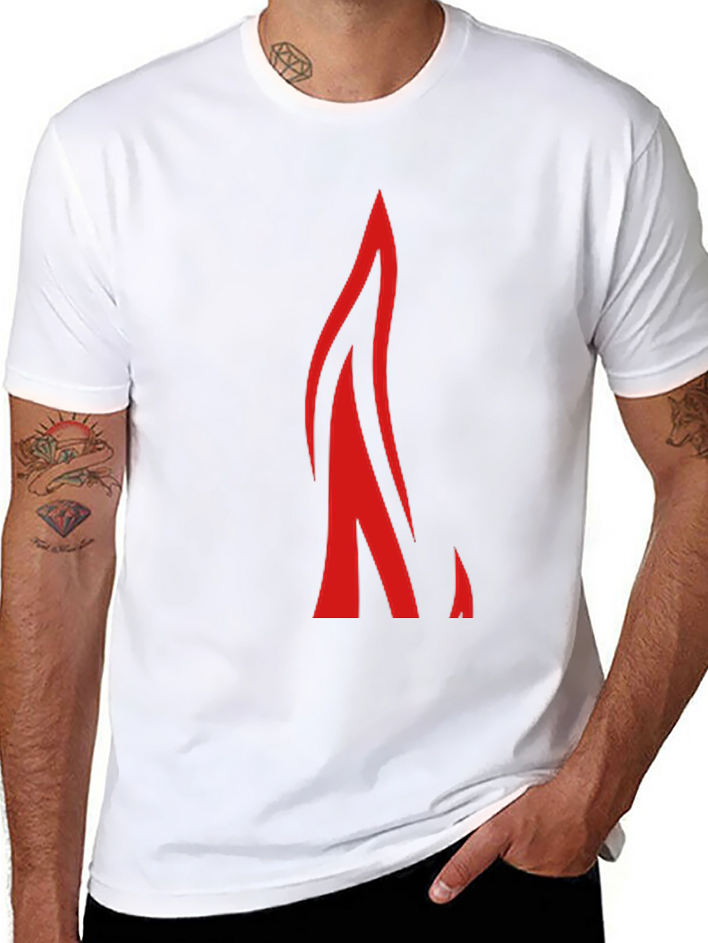 Bold Red Flame Graphic Black T-Shirt