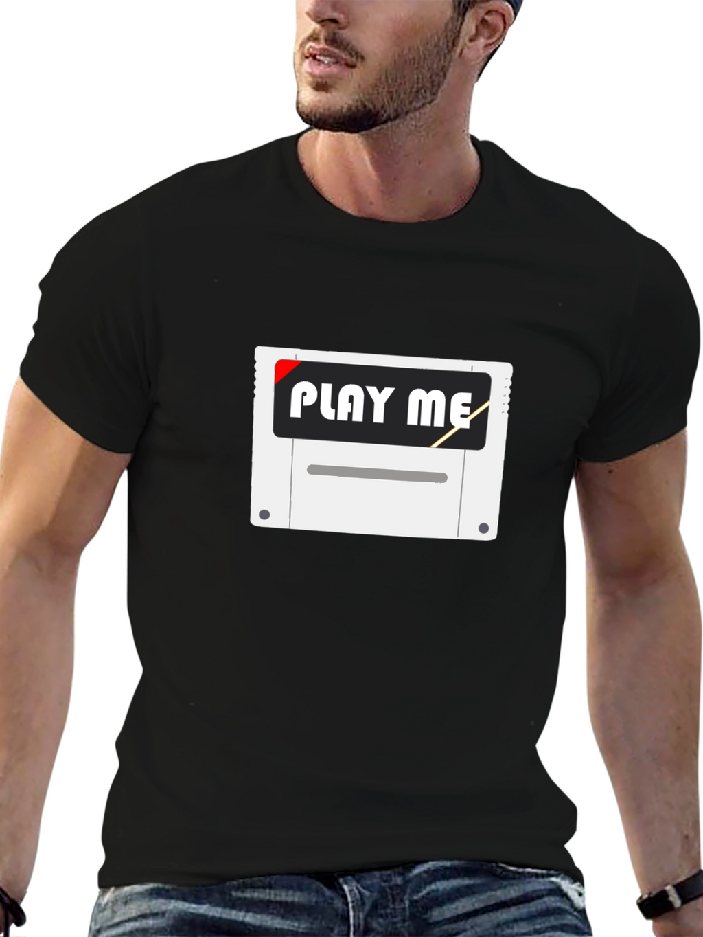 Retro Gamer Play Me Black T-Shirt
