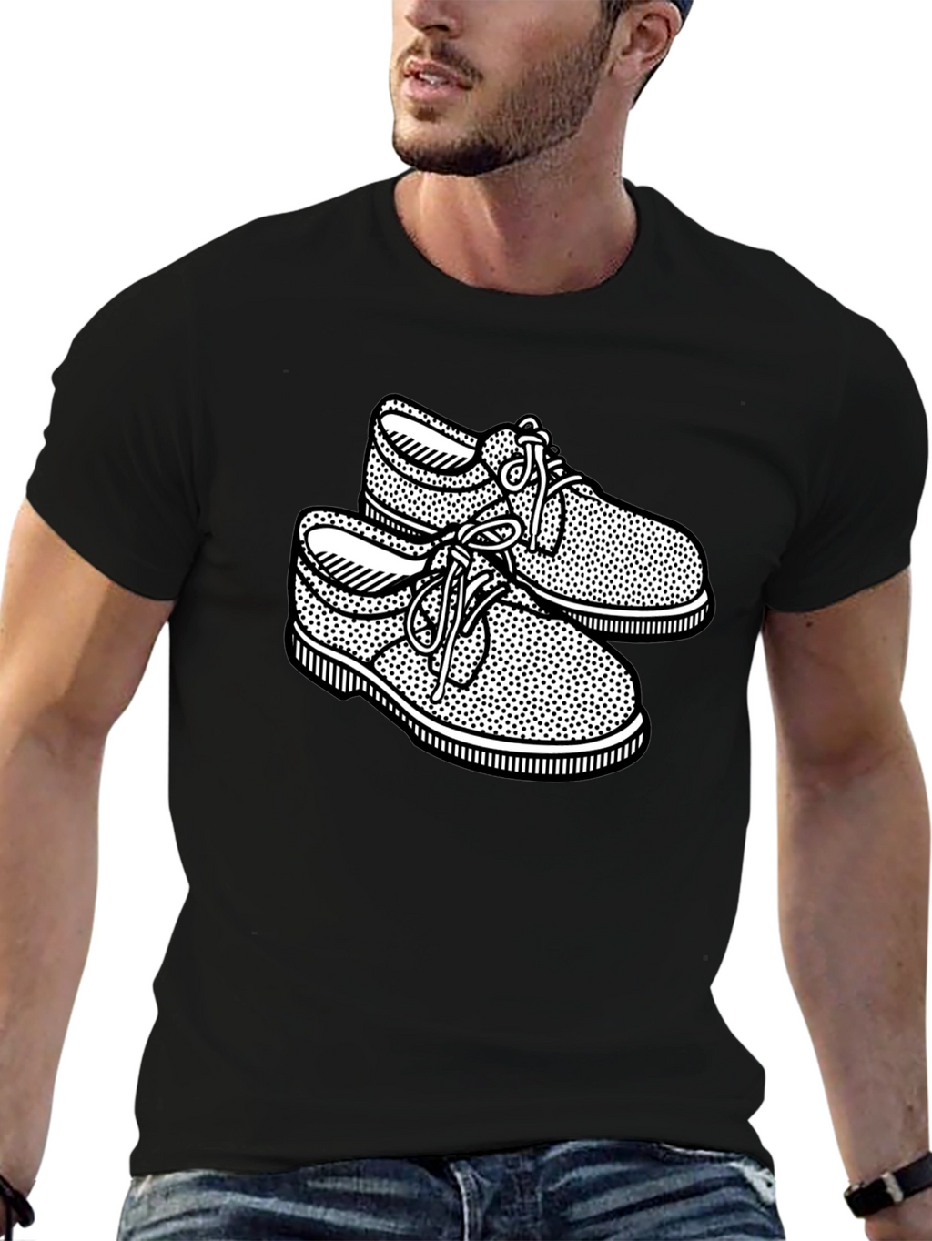 Retro Shoes Graphic Black T-Shirt