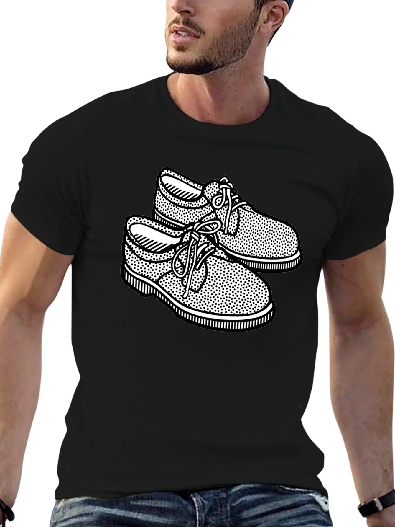 Retro Shoes Graphic Black T-Shirt