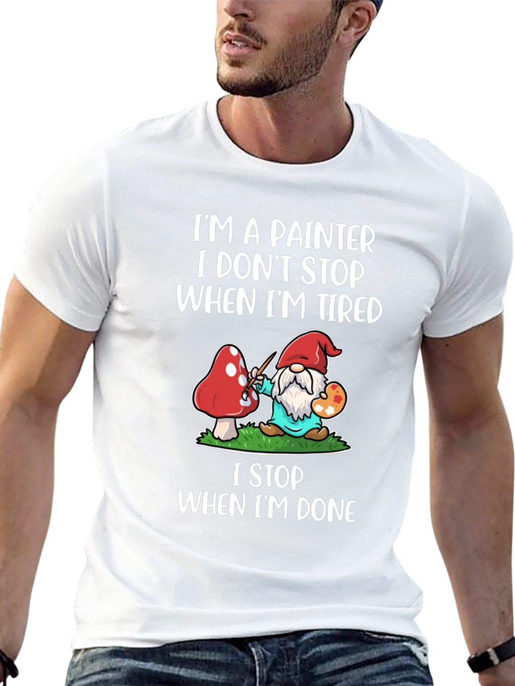 Painter Gnome Graphic T-Shirt - Funny Artist Tee