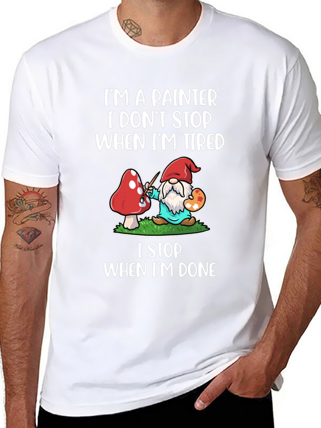 Painter Gnome Graphic T-Shirt - Funny Artist Tee