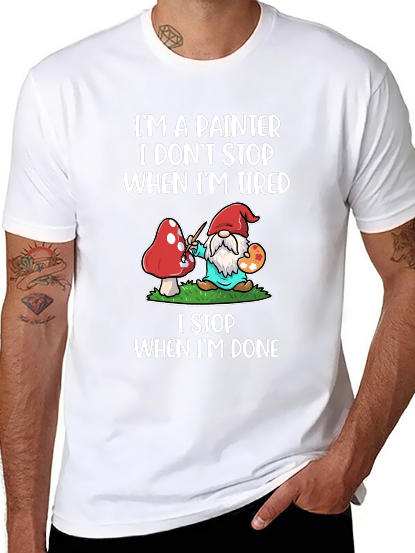 Painter Gnome Graphic T-Shirt - Funny Artist Tee