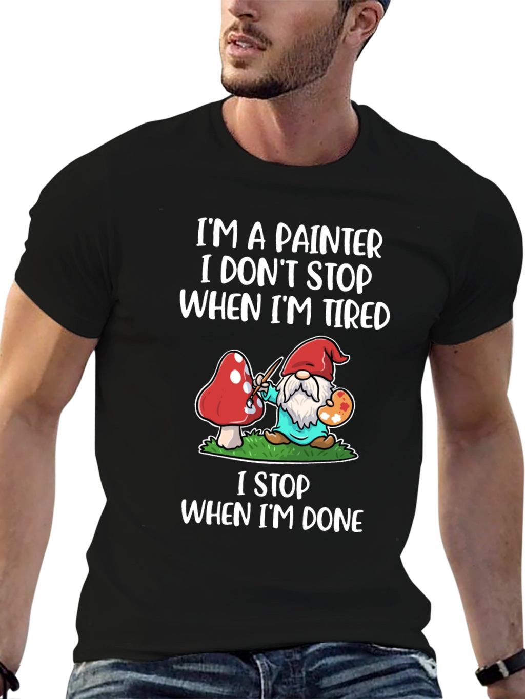 Painter Gnome Graphic T-Shirt - Funny Artist Tee