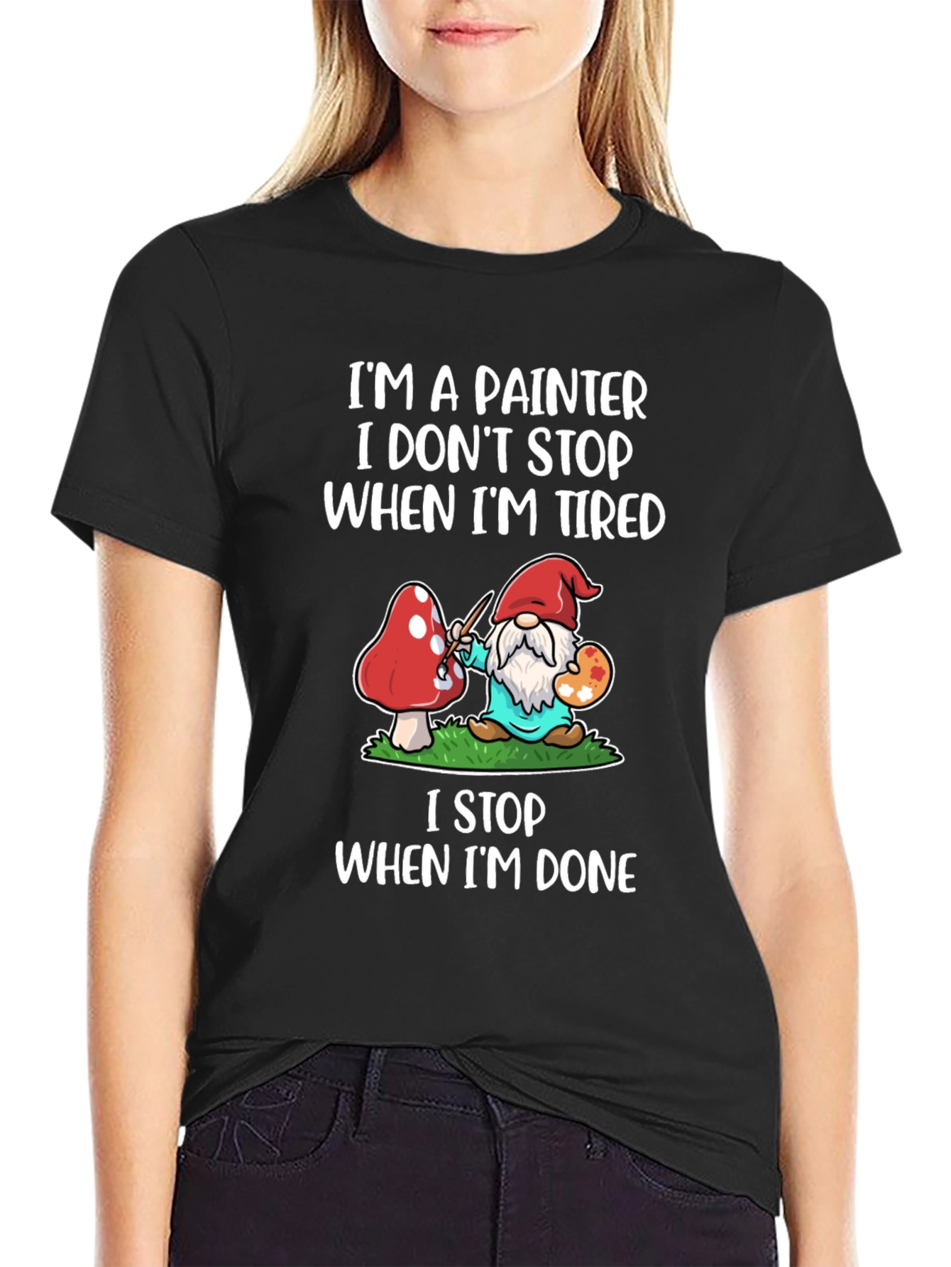 Painter Gnome Graphic T-Shirt - Funny Artist Tee