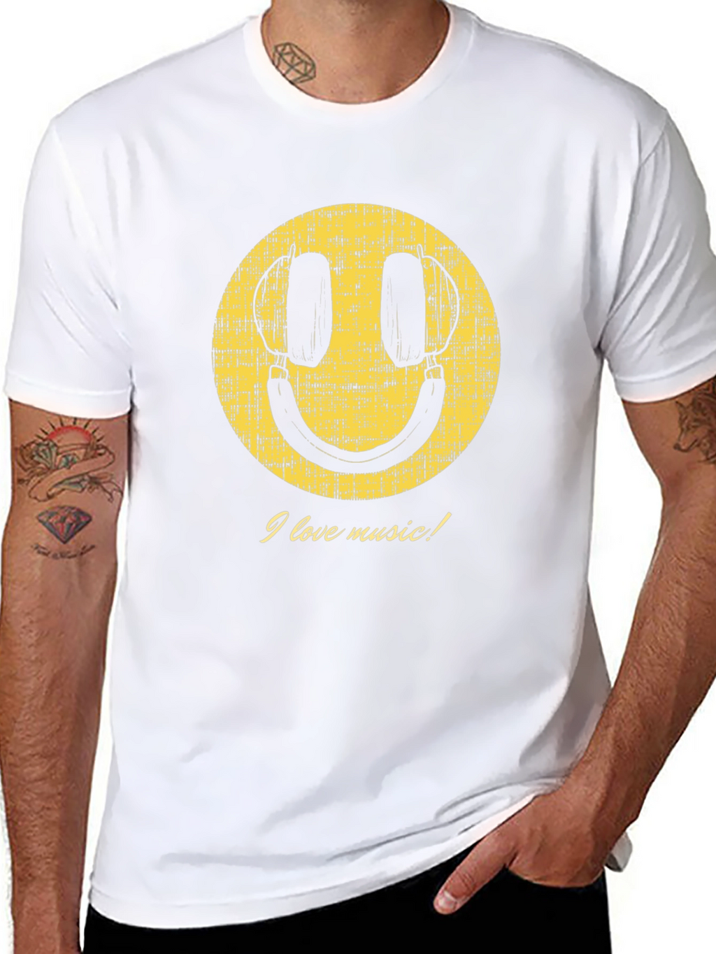 Music Lover Smiley Face Graphic T-Shirt