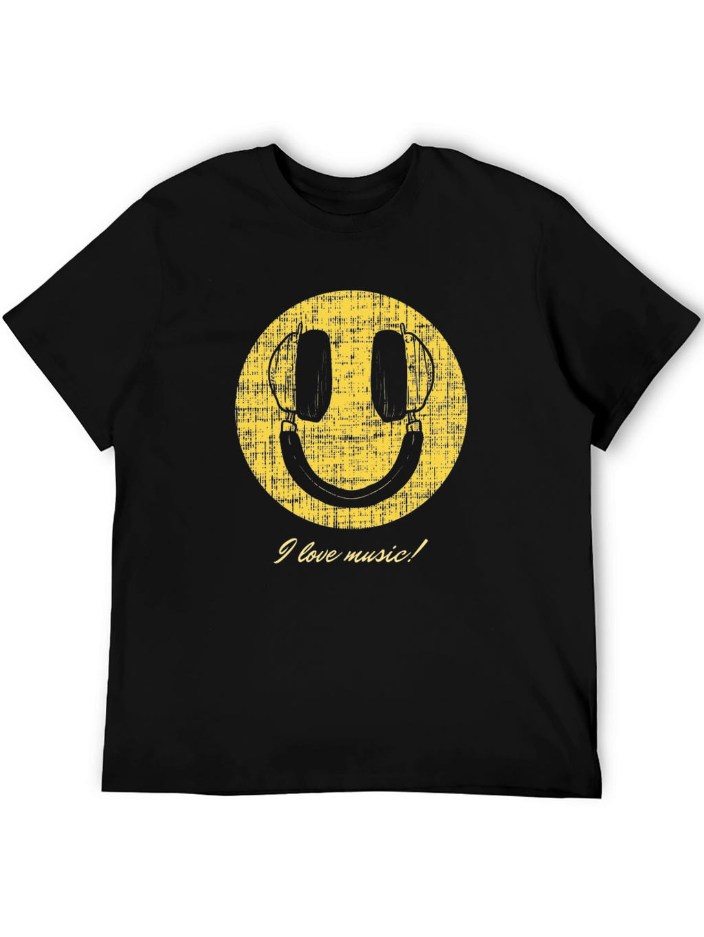 Music Lover Smiley Face Graphic T-Shirt