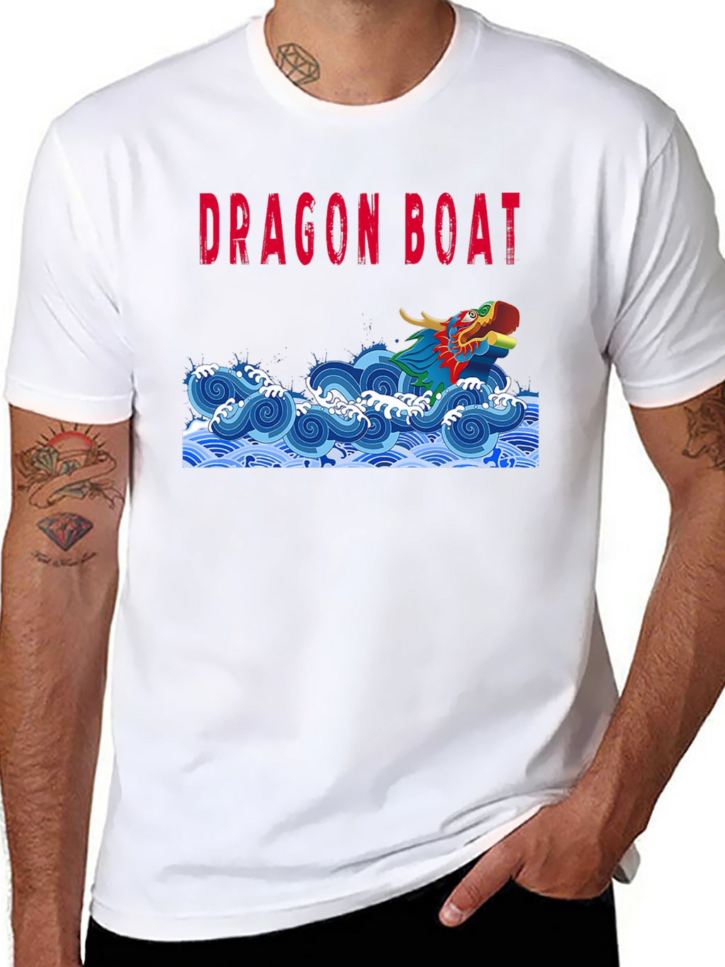 Dragon Boat Graphic Tee - Black Cotton T-Shirt