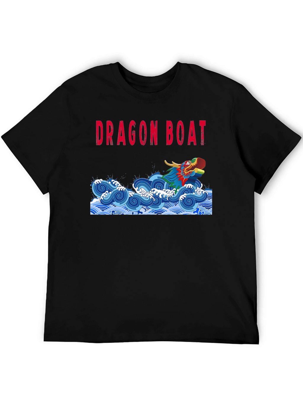 Dragon Boat Graphic Tee - Black Cotton T-Shirt