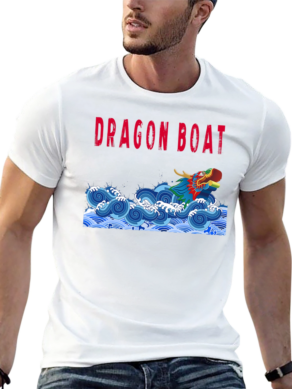 Dragon Boat Graphic Tee - Black Cotton T-Shirt
