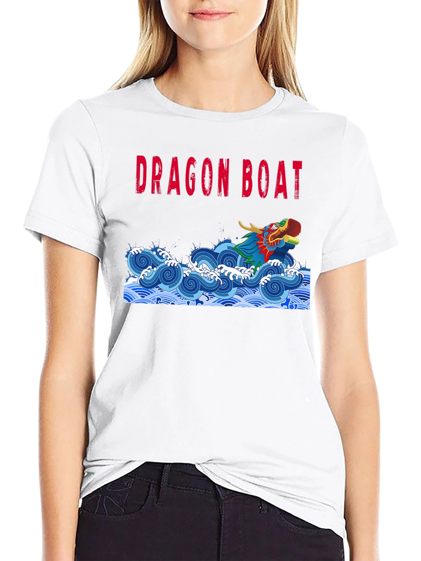 Dragon Boat Graphic Tee - Black Cotton T-Shirt