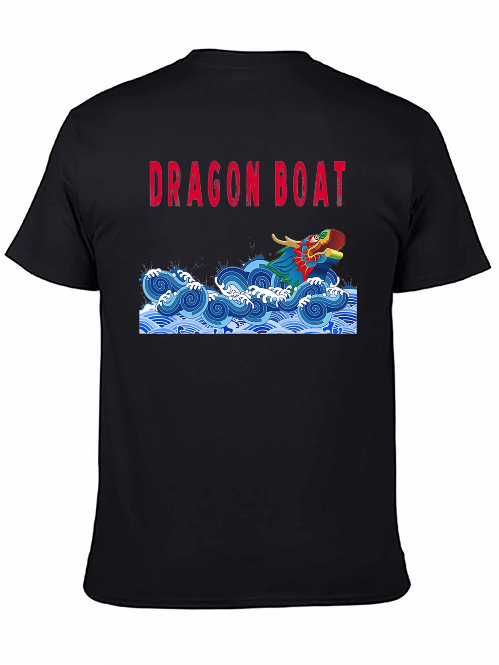 Dragon Boat Graphic Tee - Black Cotton T-Shirt