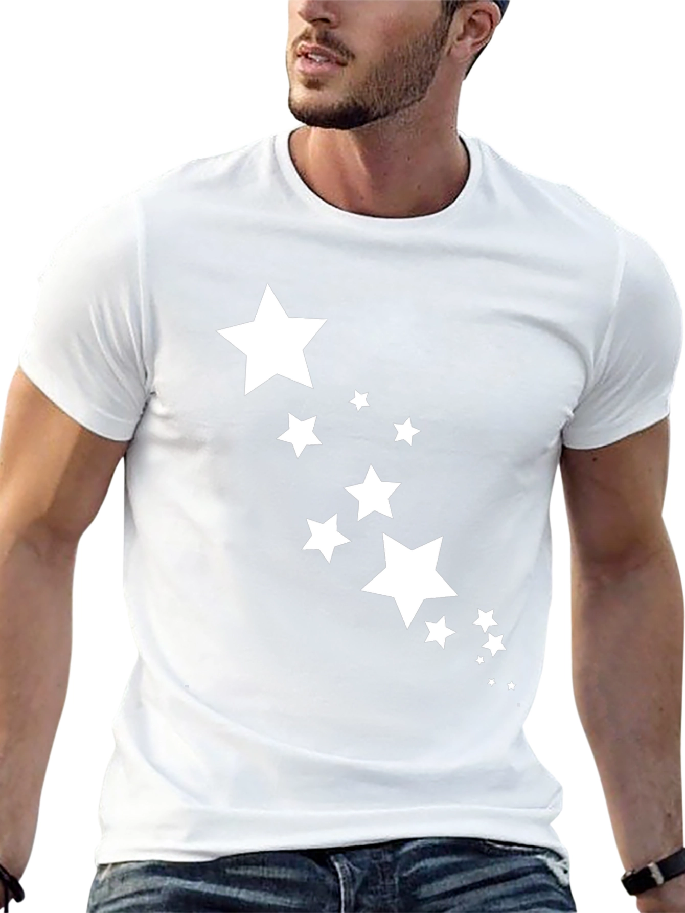 Mens Black T-Shirt with Star Graphic