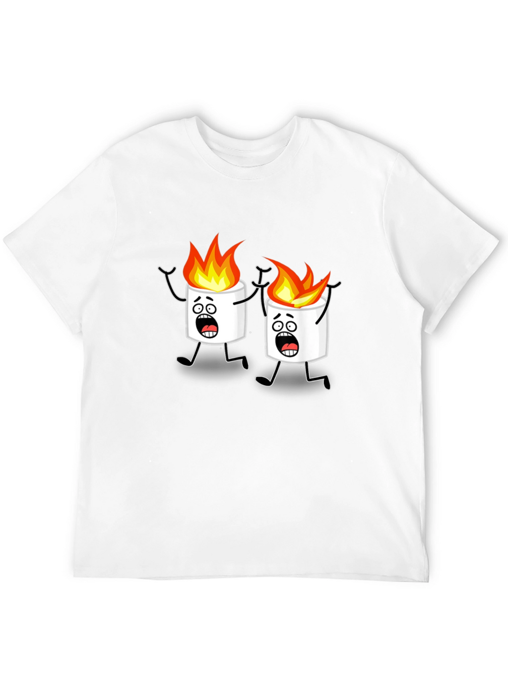 Scared Marshmallow Cartoon Graphic Black Tee