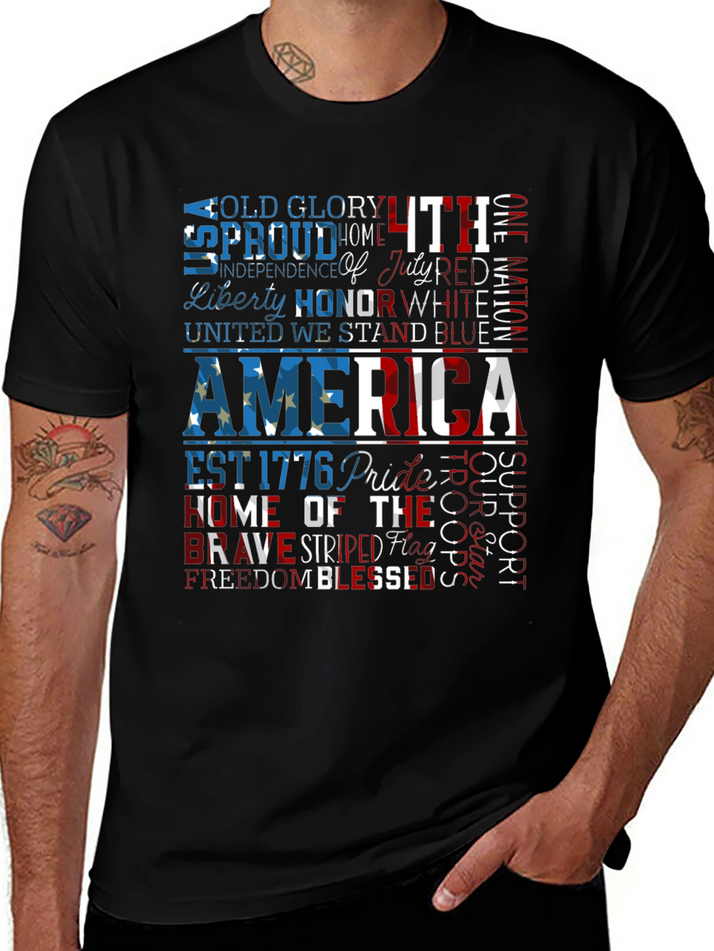 Patriotic America Graphic Print T-Shirt