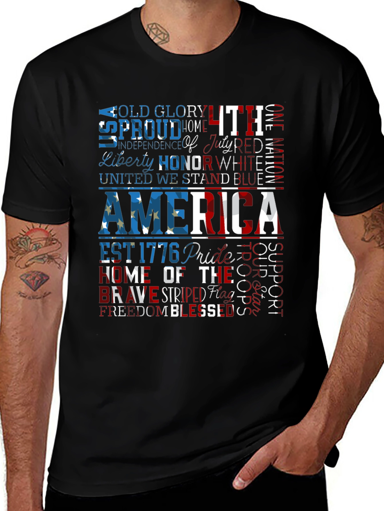 Patriotic America Graphic Print T-Shirt