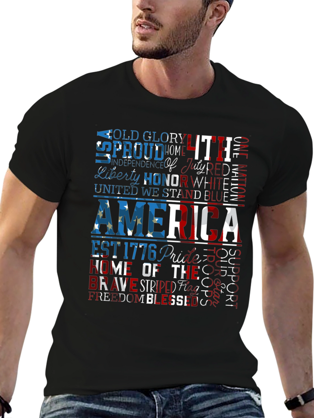 Patriotic America Graphic Print T-Shirt