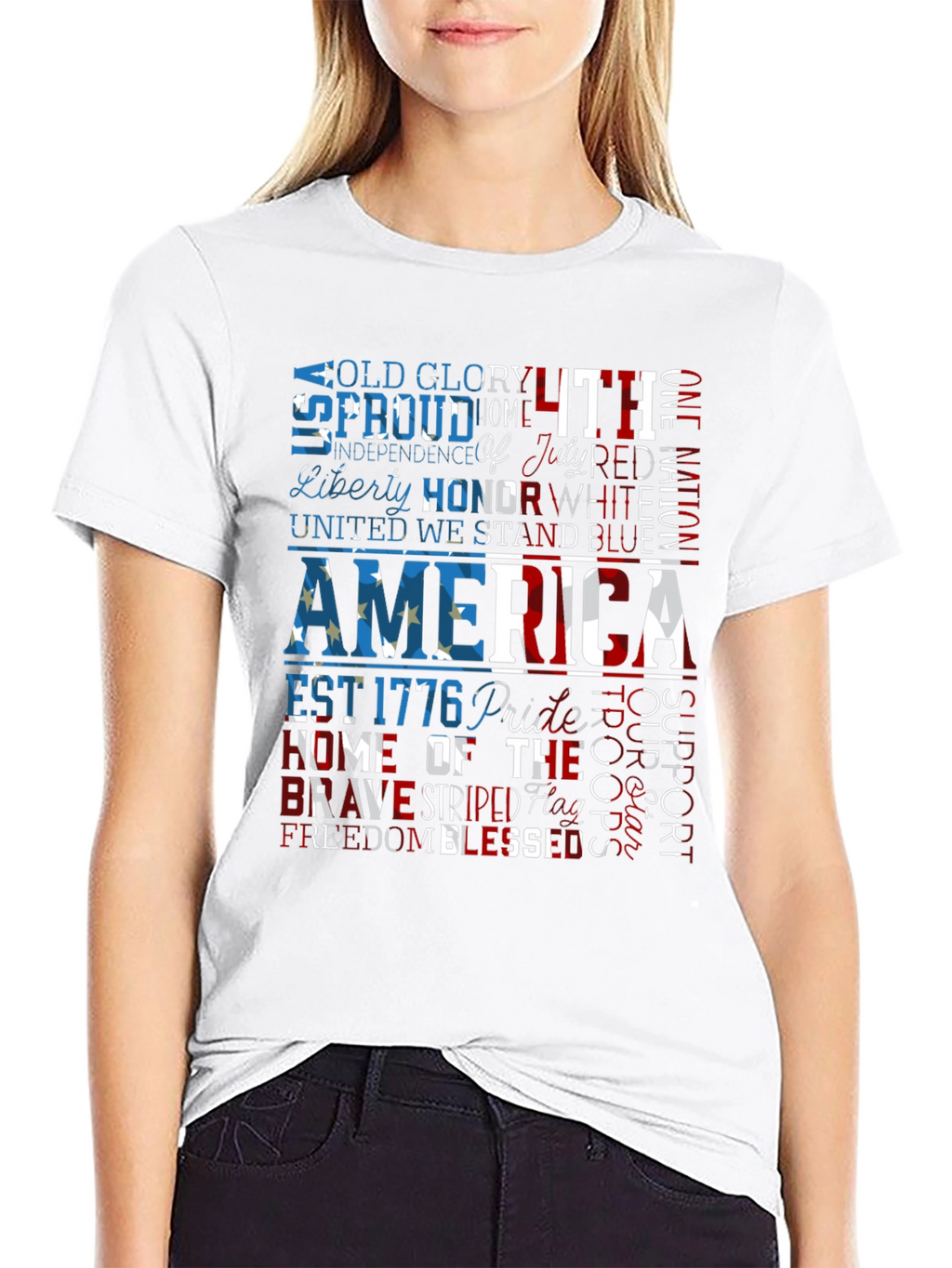 Patriotic America Graphic Print T-Shirt