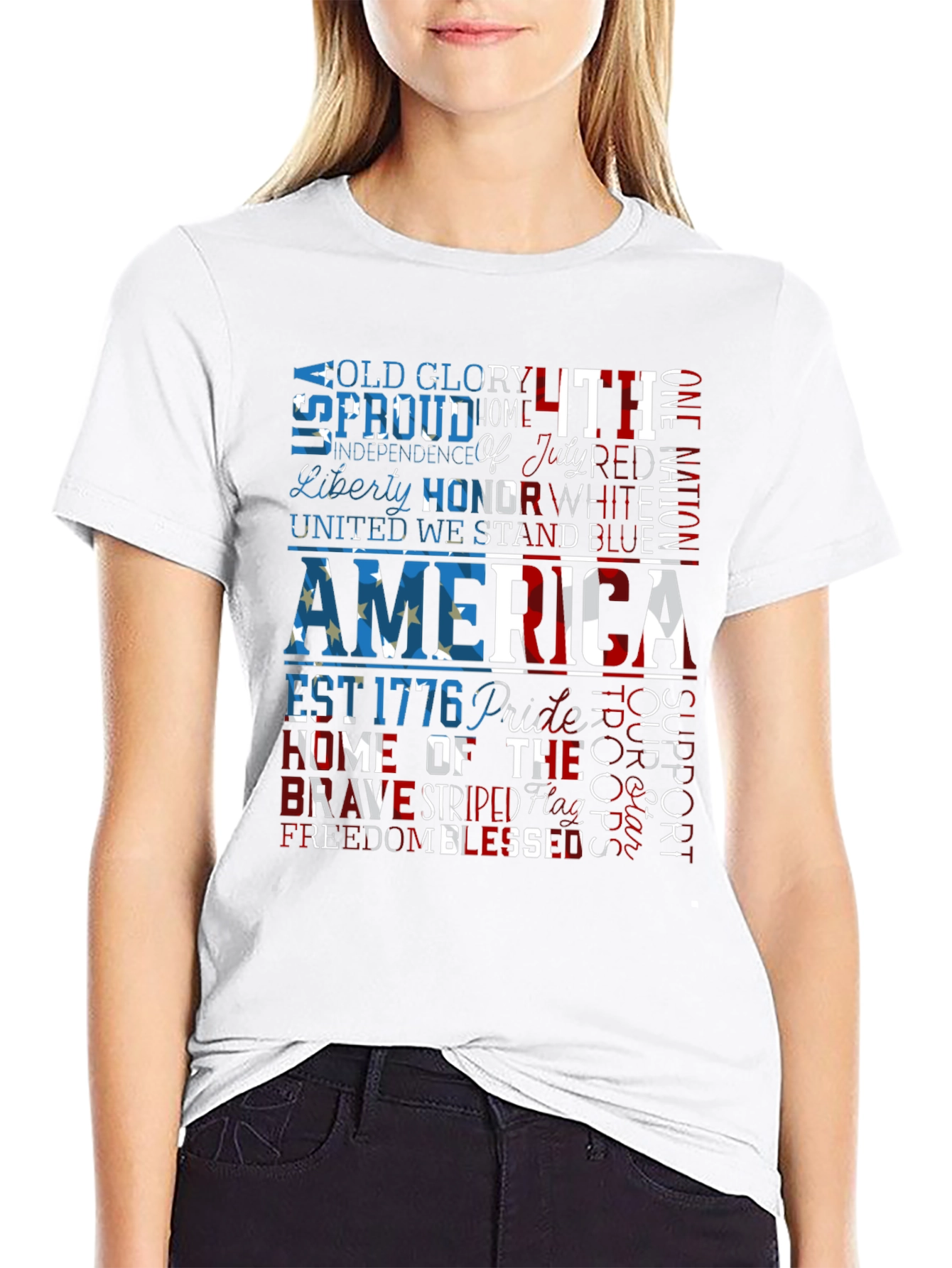 Patriotic America Graphic Print T-Shirt