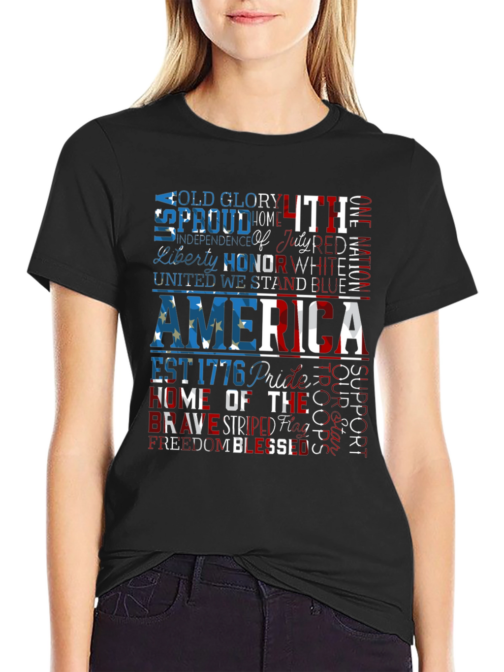 Patriotic America Graphic Print T-Shirt