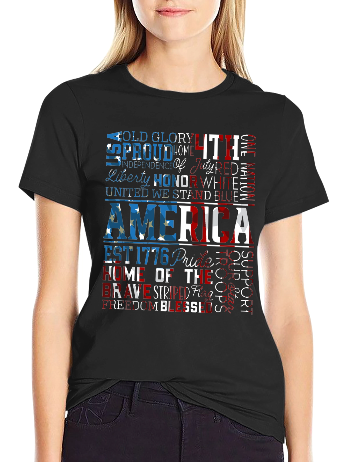 Patriotic America Graphic Print T-Shirt