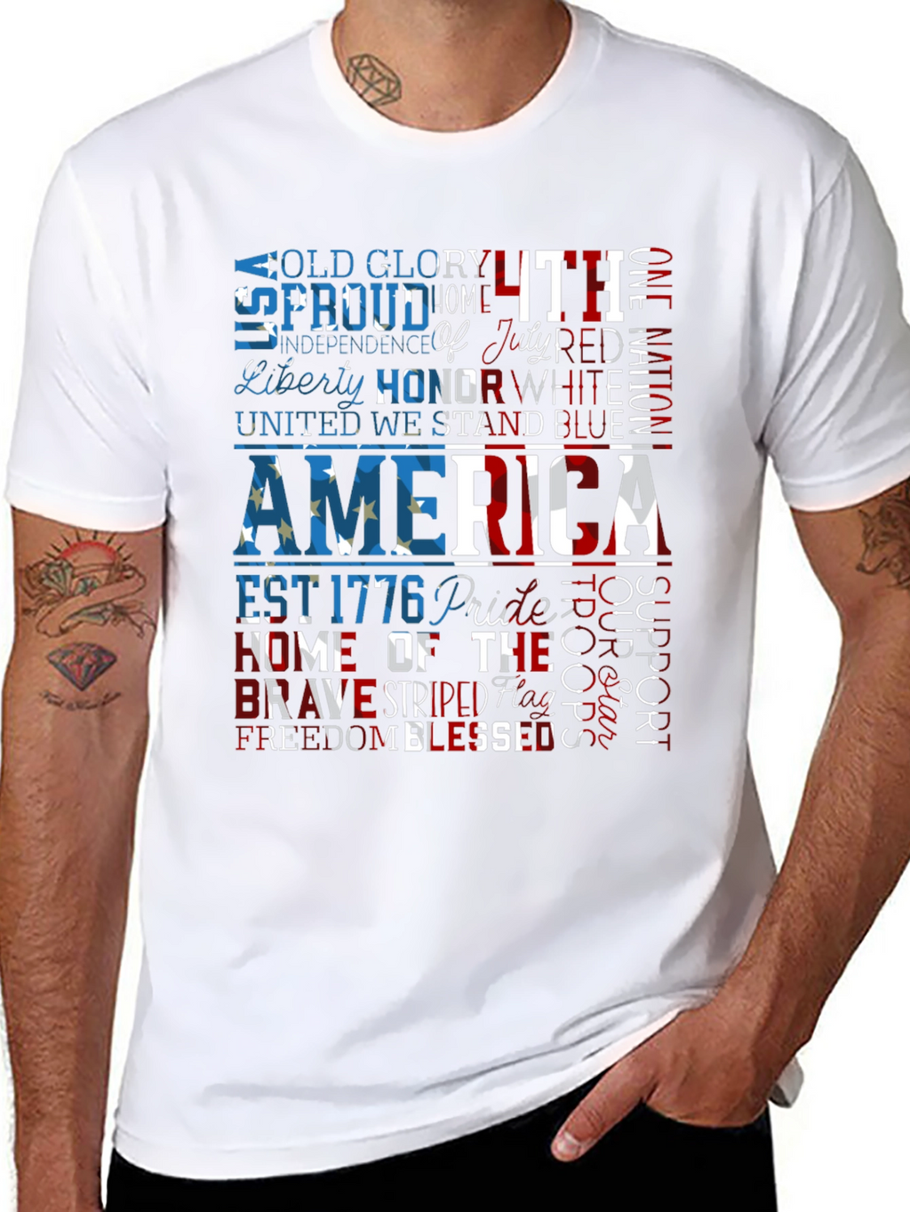 Patriotic America Graphic Print T-Shirt