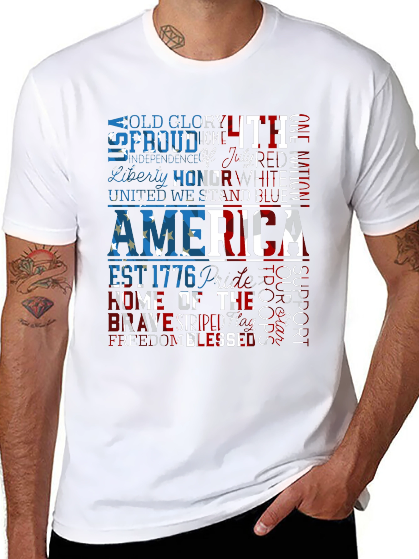 Patriotic America Graphic Print T-Shirt