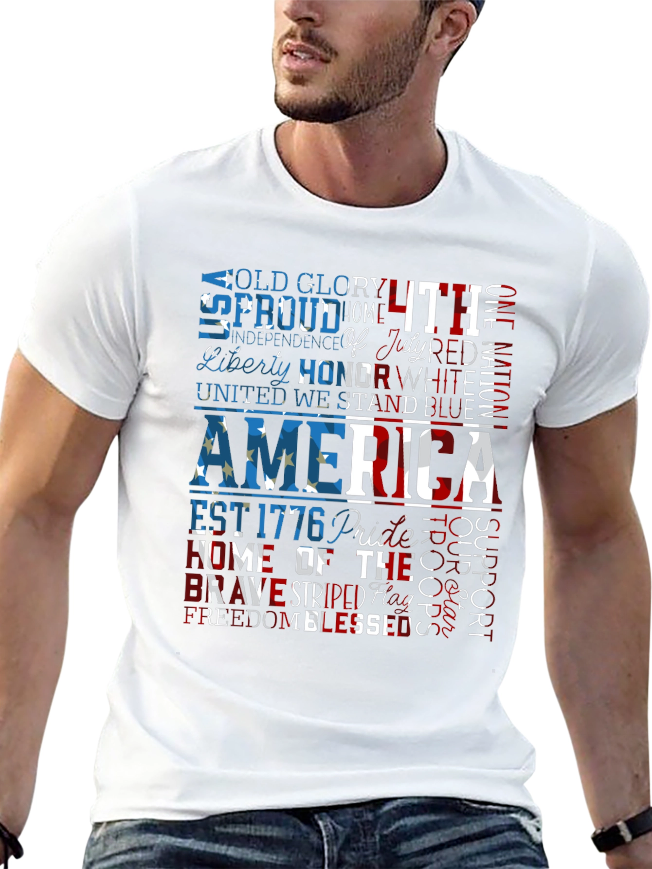 Patriotic America Graphic Print T-Shirt