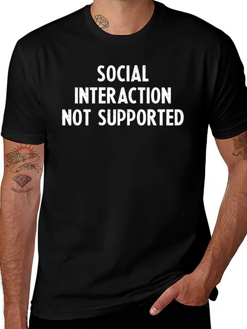 Social Interaction Not Supported Black T-Shirt
