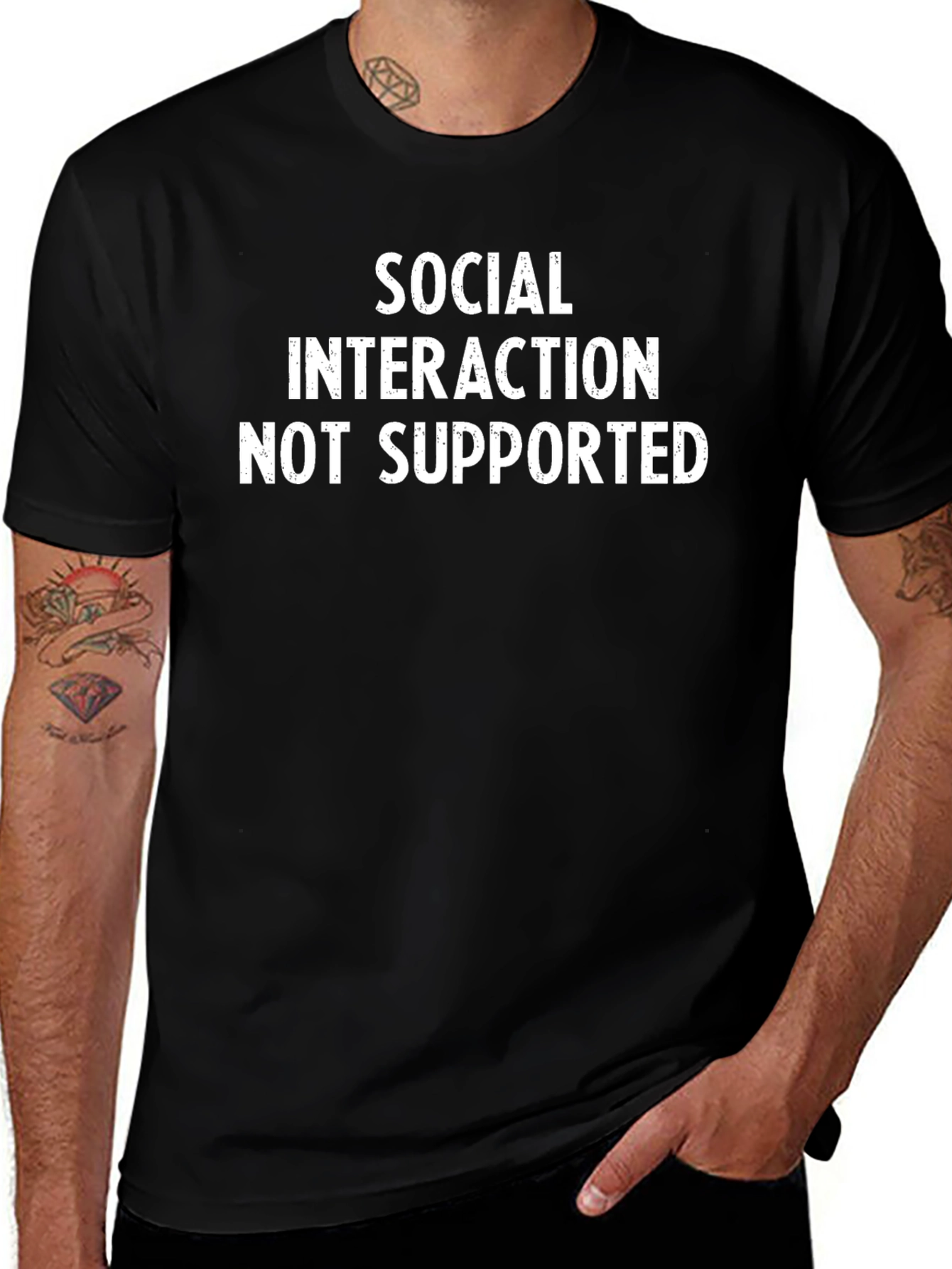 Social Interaction Not Supported Black T-Shirt