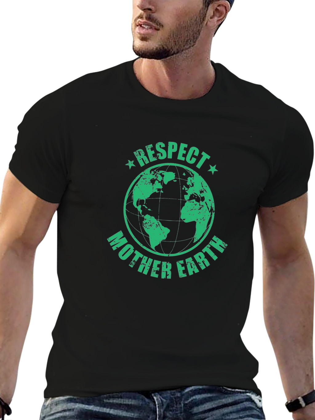 Respect Mother Earth Graphic T-Shirt - Black